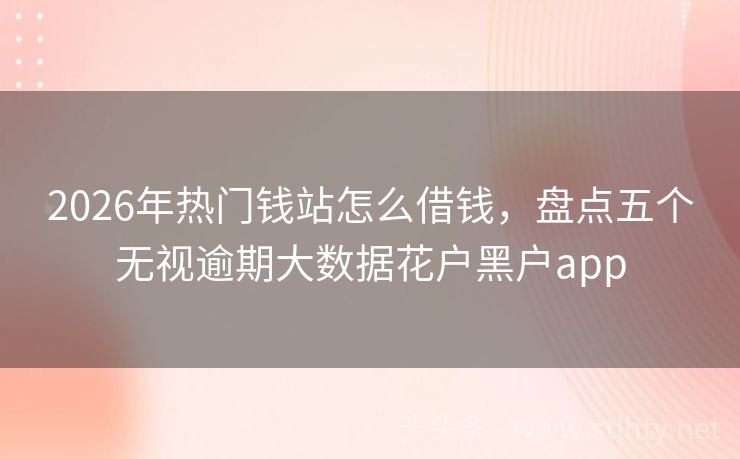 2026年热门钱站怎么借钱，盘点五个无视逾期大数据花户黑户app