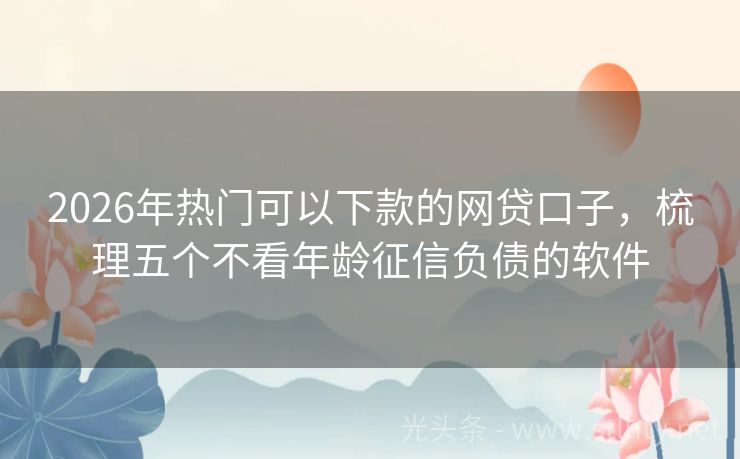 2026年热门可以下款的网贷口子，梳理五个不看年龄征信负债的软件