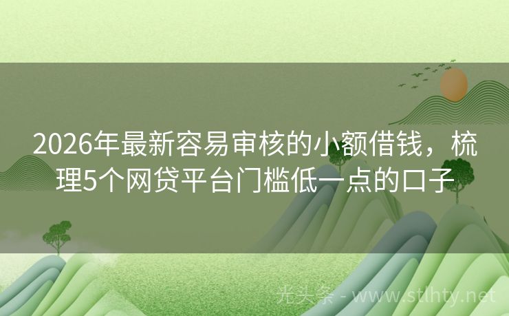 2026年最新容易审核的小额借钱，梳理5个网贷平台门槛低一点的口子