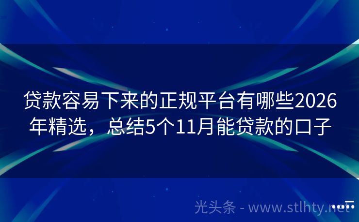 贷款容易下来的正规平台有哪些2026年精选，总结5个11月能贷款的口子