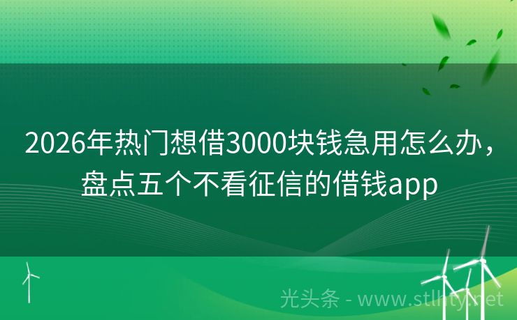 2026年热门想借3000块钱急用怎么办，盘点五个不看征信的借钱app