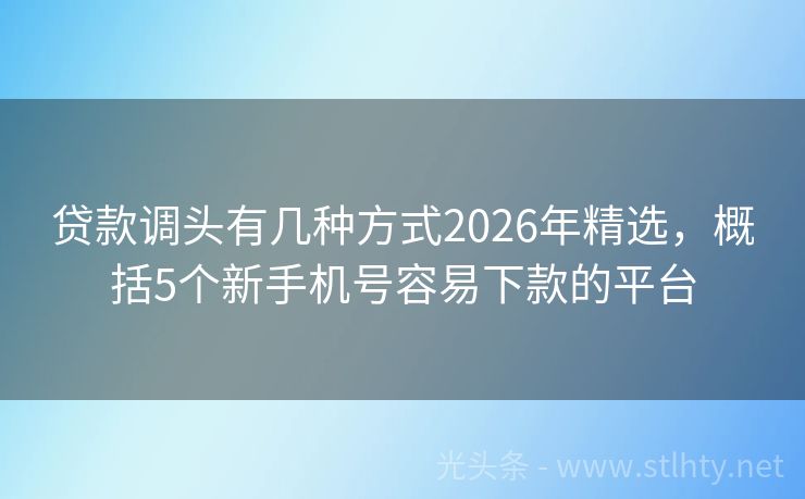 贷款调头有几种方式2026年精选，概括5个新手机号容易下款的平台