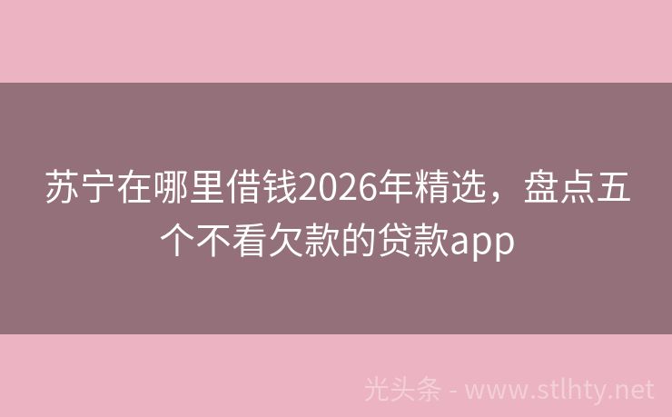苏宁在哪里借钱2026年精选，盘点五个不看欠款的贷款app