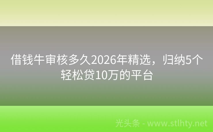 借钱牛审核多久2026年精选，归纳5个轻松贷10万的平台