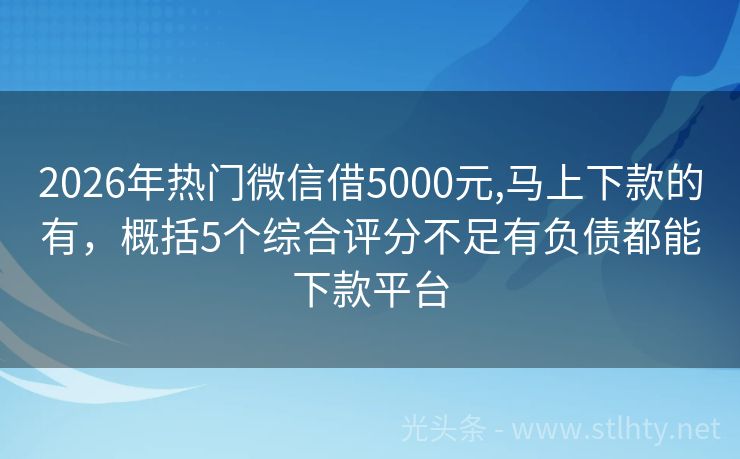 2026年热门微信借5000元,马上下款的有，概括5个综合评分不足有负债都能下款平台