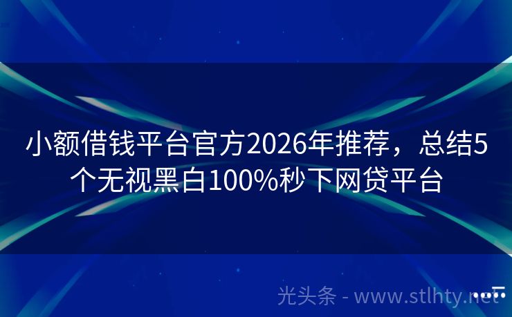 小额借钱平台官方2026年推荐，总结5个无视黑白100%秒下网贷平台