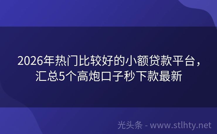 2026年热门比较好的小额贷款平台，汇总5个高炮口子秒下款最新