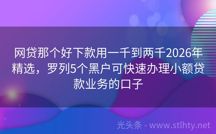 网贷那个好下款用一千到两千2026年精选，罗列5个黑户可快速办理小额贷款业务的口子