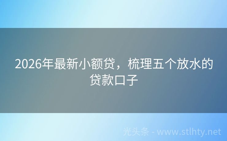 2026年最新小额贷，梳理五个放水的贷款口子