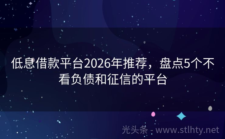 低息借款平台2026年推荐，盘点5个不看负债和征信的平台