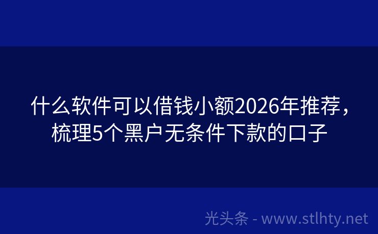 什么软件可以借钱小额2026年推荐，梳理5个黑户无条件下款的口子