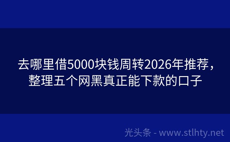 去哪里借5000块钱周转2026年推荐，整理五个网黑真正能下款的口子