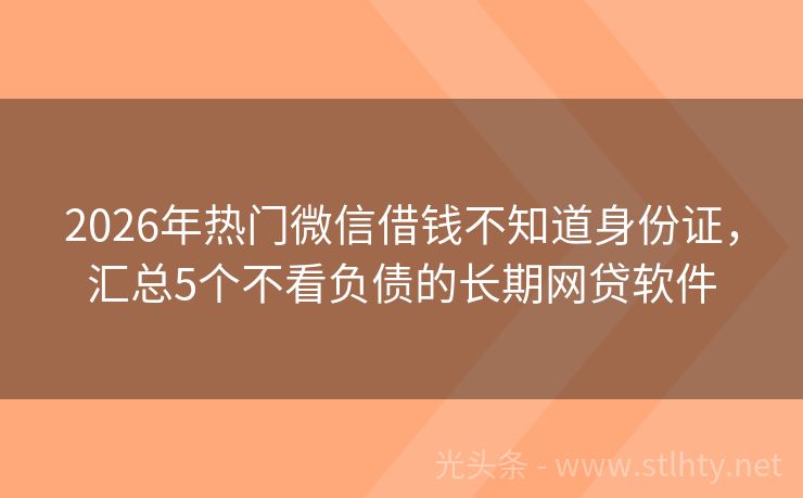2026年热门微信借钱不知道身份证，汇总5个不看负债的长期网贷软件