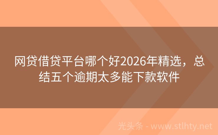 网贷借贷平台哪个好2026年精选，总结五个逾期太多能下款软件