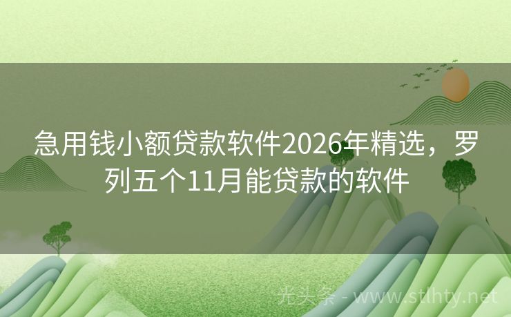 急用钱小额贷款软件2026年精选，罗列五个11月能贷款的软件