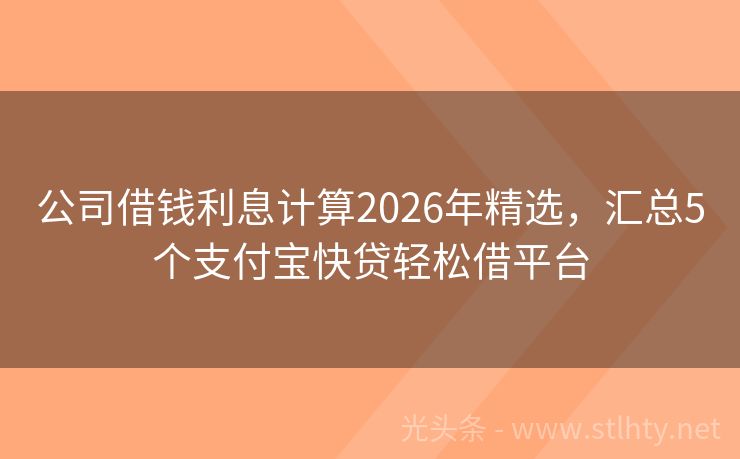 公司借钱利息计算2026年精选，汇总5个支付宝快贷轻松借平台