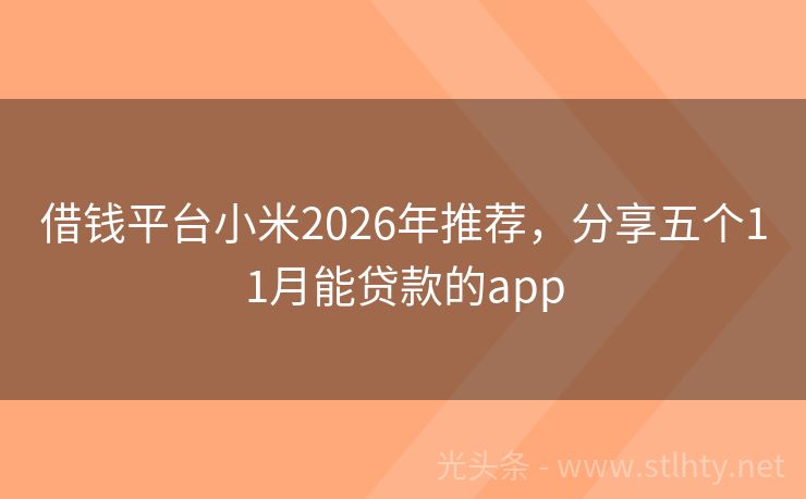 借钱平台小米2026年推荐，分享五个11月能贷款的app