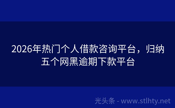 2026年热门个人借款咨询平台，归纳五个网黑逾期下款平台