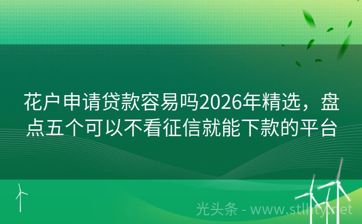 花户申请贷款容易吗2026年精选，盘点五个可以不看征信就能下款的平台