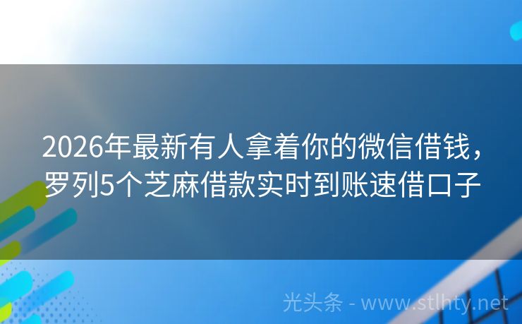 2026年最新有人拿着你的微信借钱，罗列5个芝麻借款实时到账速借口子
