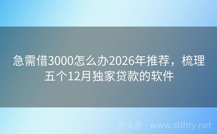 急需借3000怎么办2026年推荐，梳理五个12月独家贷款的软件