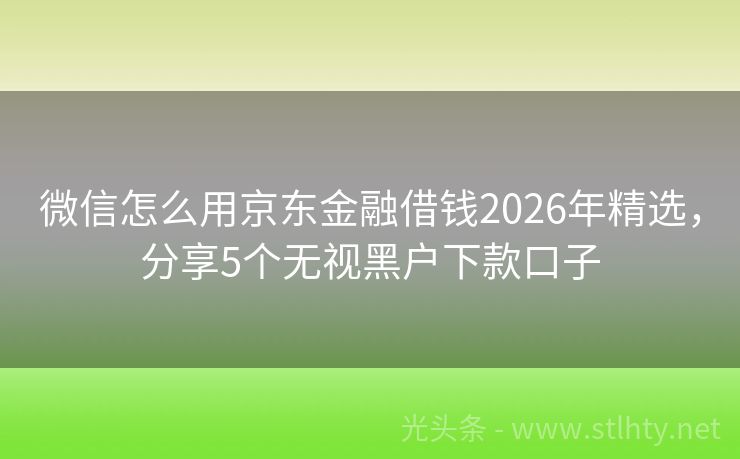 微信怎么用京东金融借钱2026年精选，分享5个无视黑户下款口子