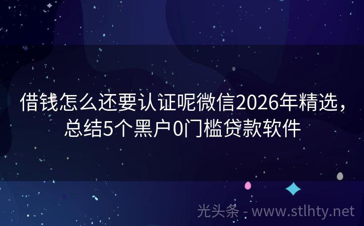 借钱怎么还要认证呢微信2026年精选，总结5个黑户0门槛贷款软件