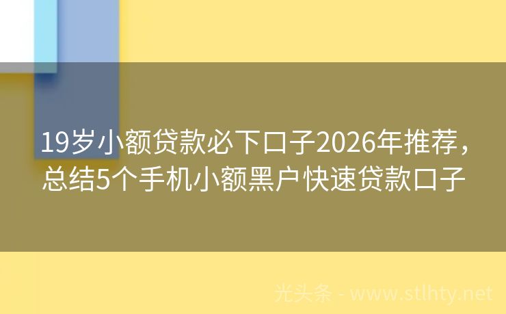 19岁小额贷款必下口子2026年推荐，总结5个手机小额黑户快速贷款口子