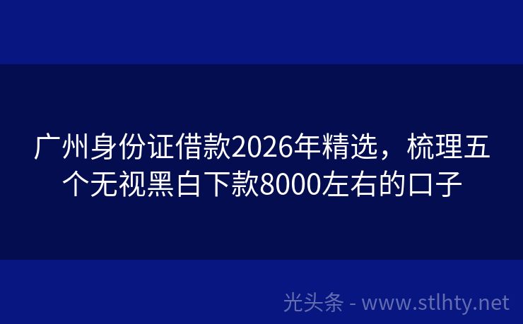 广州身份证借款2026年精选，梳理五个无视黑白下款8000左右的口子