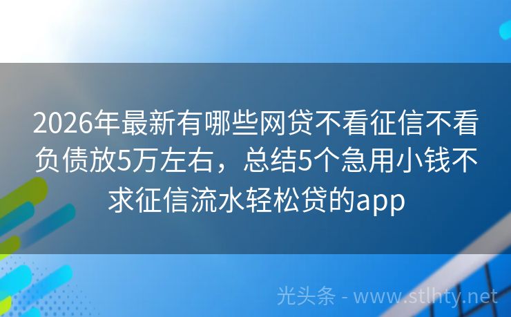 2026年最新有哪些网贷不看征信不看负债放5万左右，总结5个急用小钱不求征信流水轻松贷的app