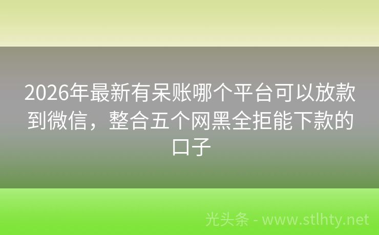 2026年最新有呆账哪个平台可以放款到微信，整合五个网黑全拒能下款的口子