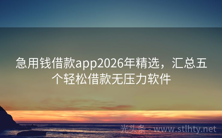 急用钱借款app2026年精选，汇总五个轻松借款无压力软件