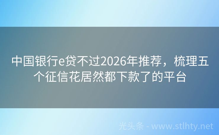 中国银行e贷不过2026年推荐，梳理五个征信花居然都下款了的平台