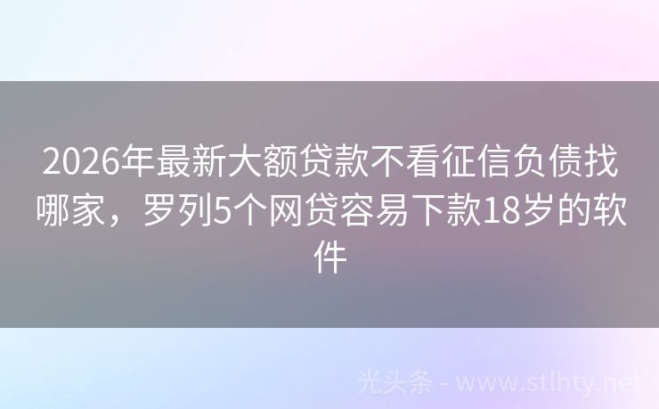 2026年最新大额贷款不看征信负债找哪家，罗列5个网贷容易下款18岁的软件