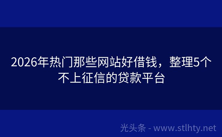 2026年热门那些网站好借钱，整理5个不上征信的贷款平台