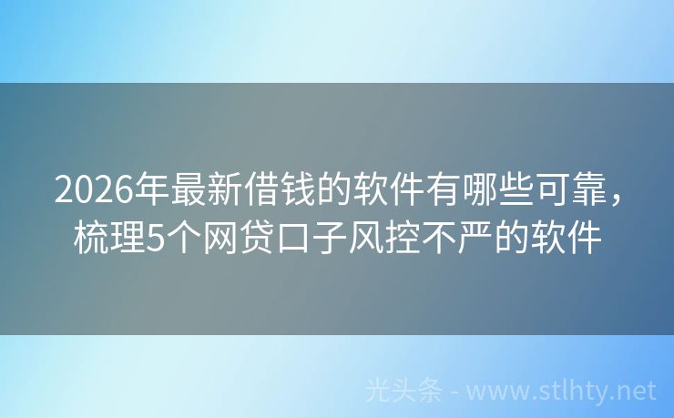 2026年最新借钱的软件有哪些可靠，梳理5个网贷口子风控不严的软件