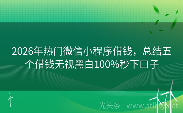 2026年热门微信小程序借钱，总结五个借钱无视黑白100%秒下口子