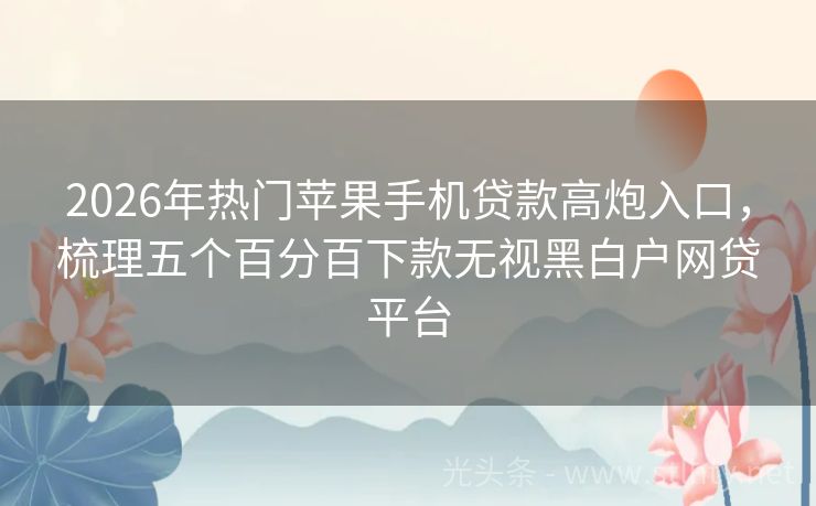 2026年热门苹果手机贷款高炮入口，梳理五个百分百下款无视黑白户网贷平台