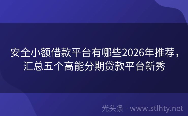 安全小额借款平台有哪些2026年推荐，汇总五个高能分期贷款平台新秀