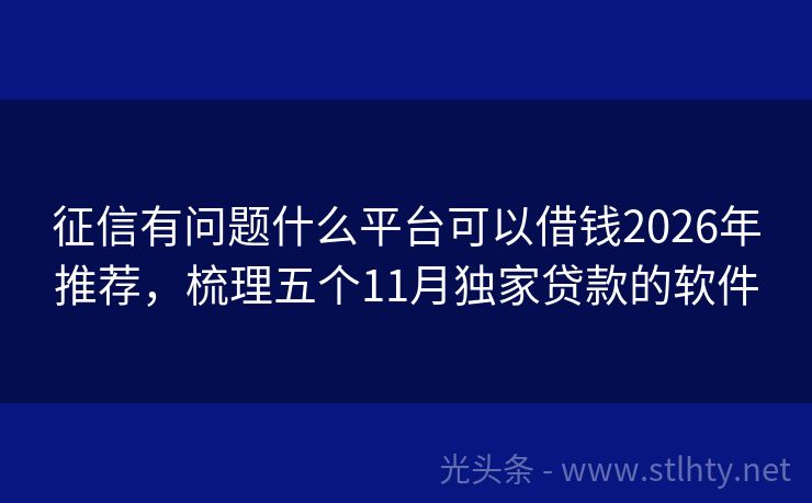 征信有问题什么平台可以借钱2026年推荐，梳理五个11月独家贷款的软件