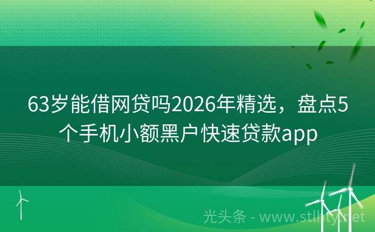63岁能借网贷吗2026年精选，盘点5个手机小额黑户快速贷款app