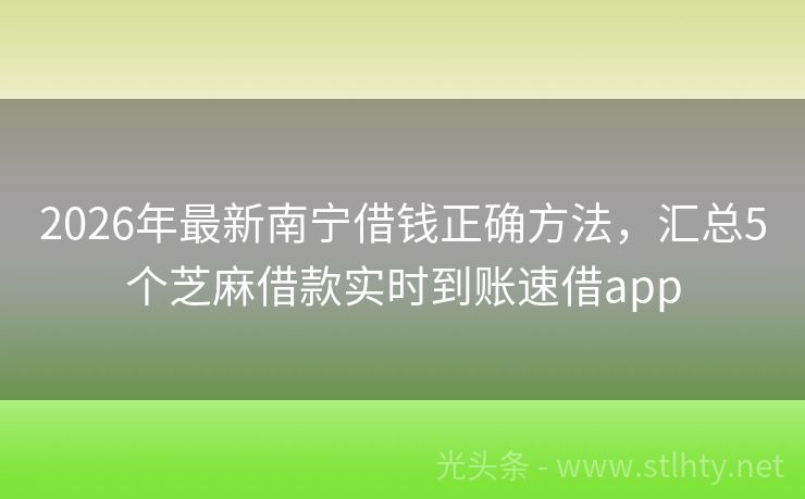 2026年最新南宁借钱正确方法，汇总5个芝麻借款实时到账速借app