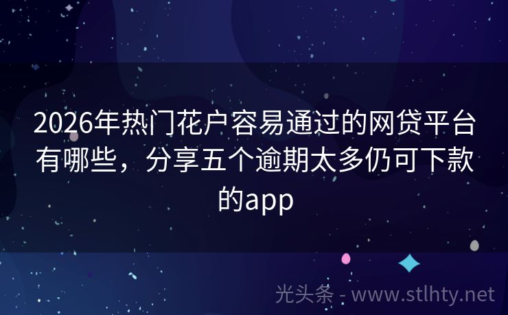 2026年热门花户容易通过的网贷平台有哪些，分享五个逾期太多仍可下款的app