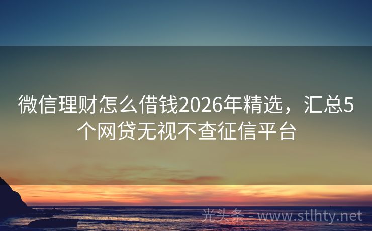 微信理财怎么借钱2026年精选，汇总5个网贷无视不查征信平台