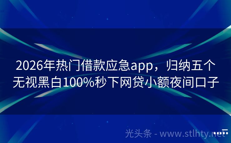 2026年热门借款应急app，归纳五个无视黑白100%秒下网贷小额夜间口子