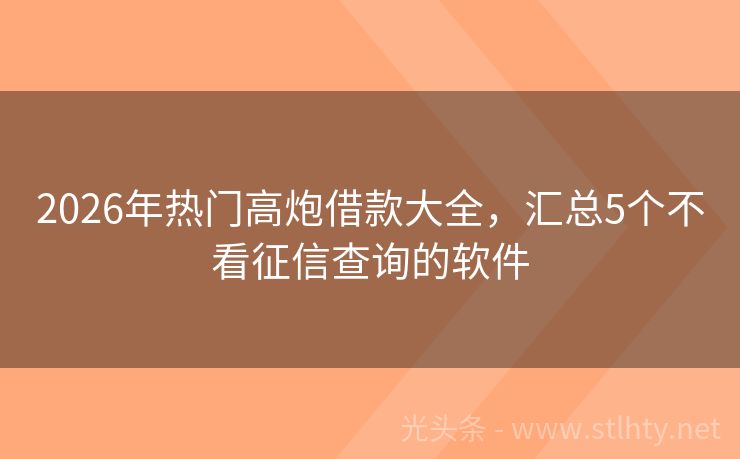 2026年热门高炮借款大全，汇总5个不看征信查询的软件