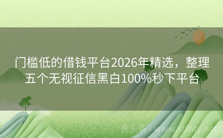 门槛低的借钱平台2026年精选，整理五个无视征信黑白100%秒下平台