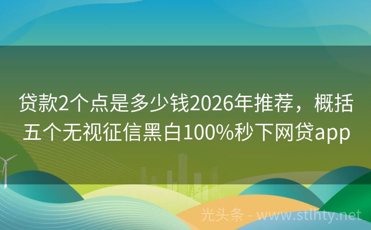 贷款2个点是多少钱2026年推荐，概括五个无视征信黑白100%秒下网贷app