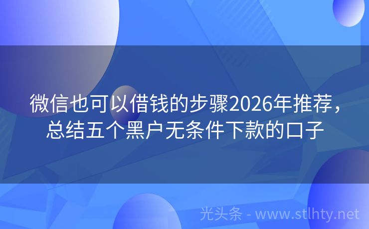 微信也可以借钱的步骤2026年推荐，总结五个黑户无条件下款的口子
