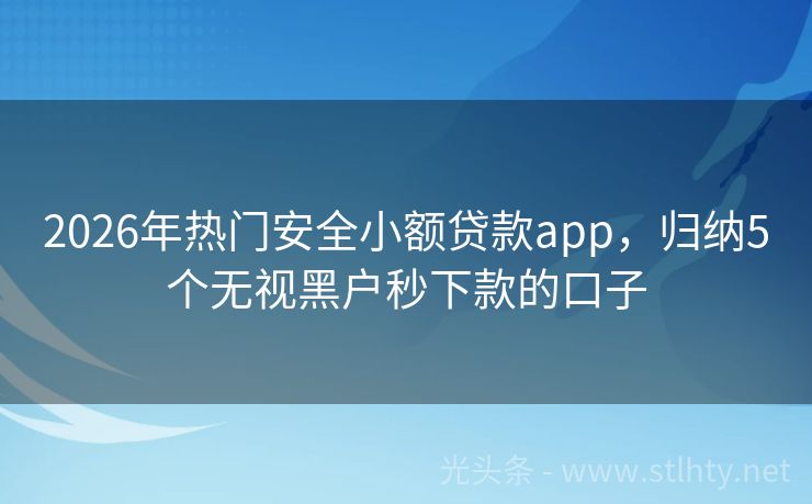 2026年热门安全小额贷款app，归纳5个无视黑户秒下款的口子